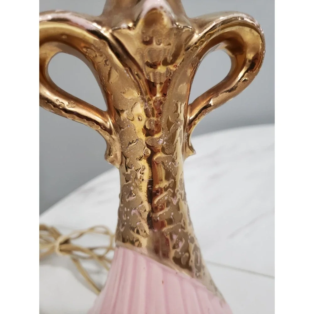 Vintage Pink / Gold Deena Barbie Style Mid‎ Century Modern Atomic Era Lamp MCM